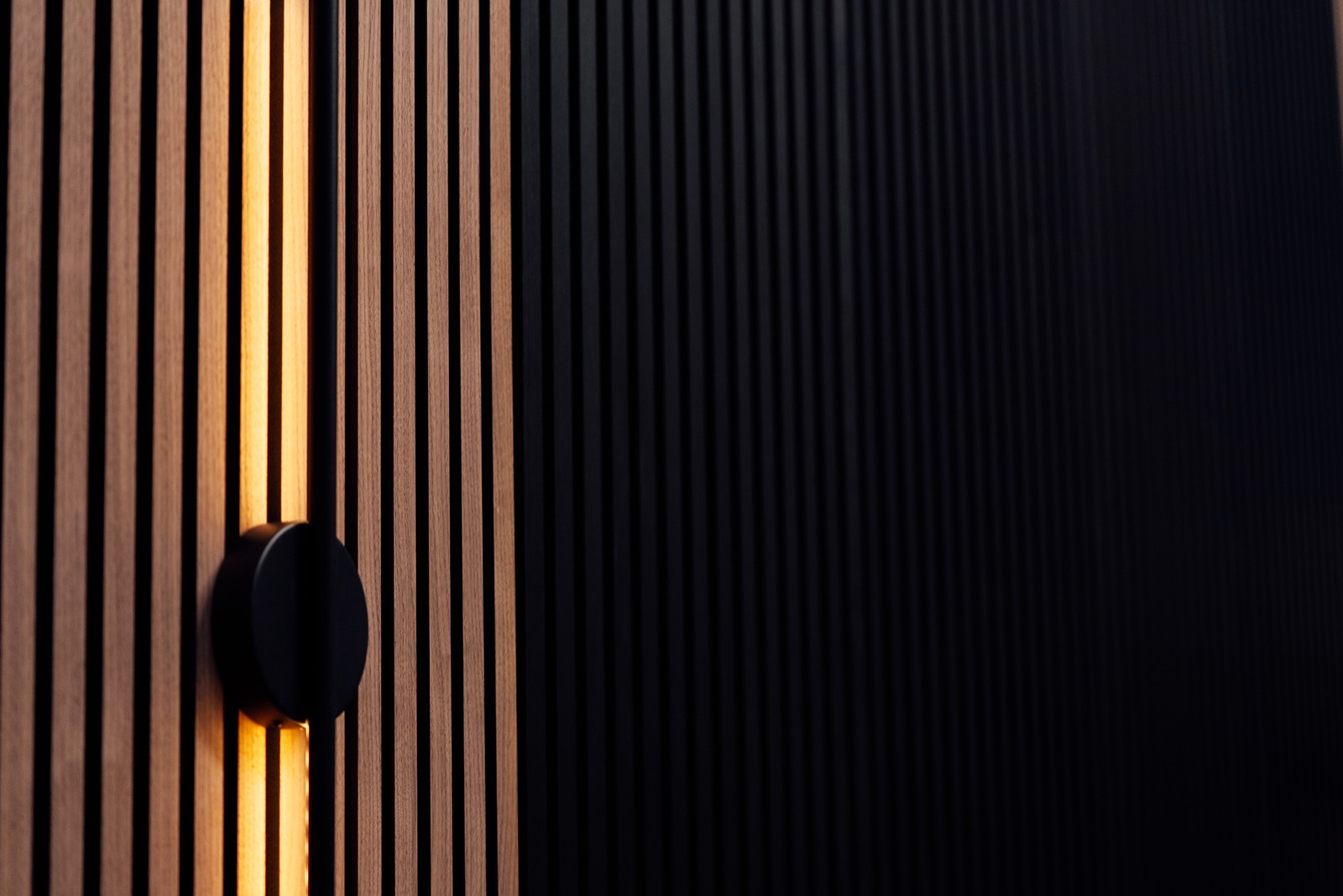Timber slat wall with linear light